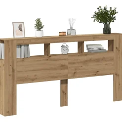Tête de lit à LED chêne artisanal 200x18,5x103,5 cm><noscript><img width=