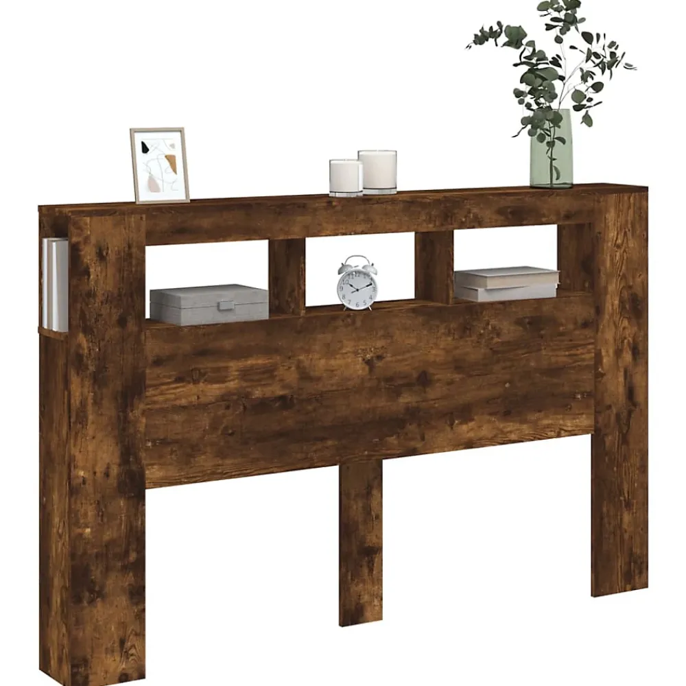 Vidaxl Tête de lit à LED chêne fumé 160x18,5x103,5cm bois d'ingénierie* Tête De Lit