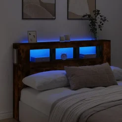 Vidaxl Tête de lit à LED chêne fumé 160x18,5x103,5cm bois d'ingénierie* Tête De Lit