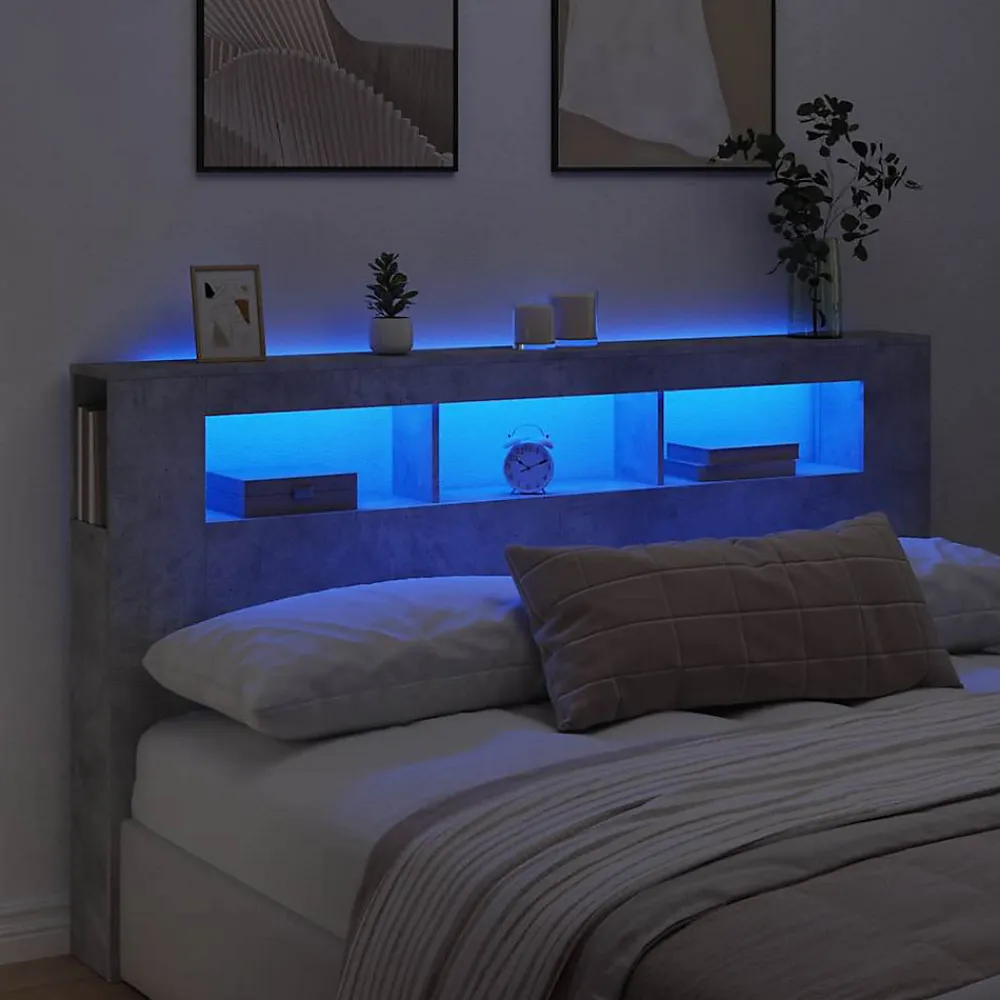 Tête de lit à LED gris béton 180x18,5x103,5cm bois d'ingénierie>Vidaxl Discount