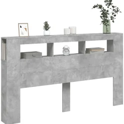 Tête de lit à LED gris béton 180x18,5x103,5cm bois d'ingénierie><noscript><img width=