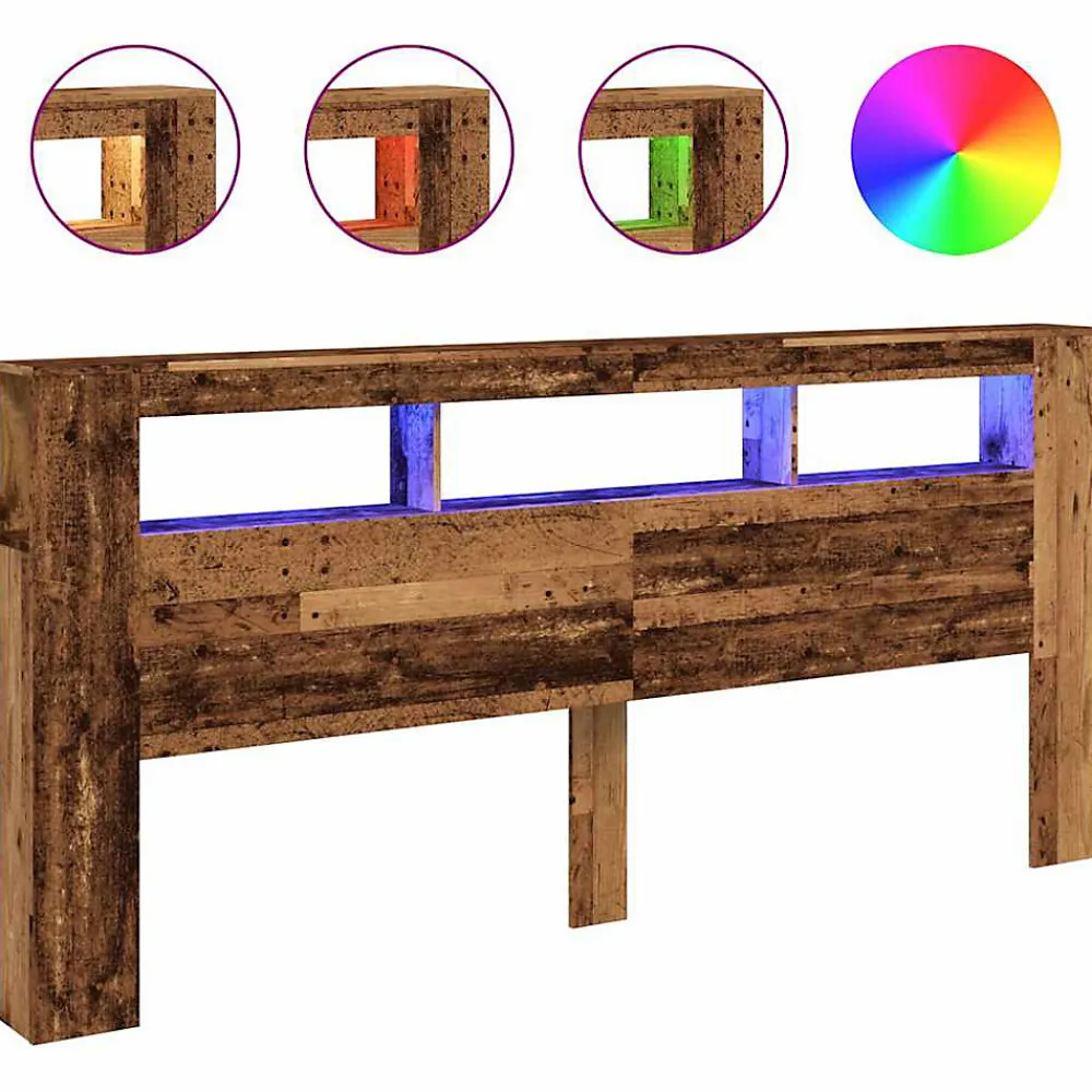 Tête de lit à LED vieux bois 220x18,5x103,5cm bois d'ingénierie>Vidaxl Clearance