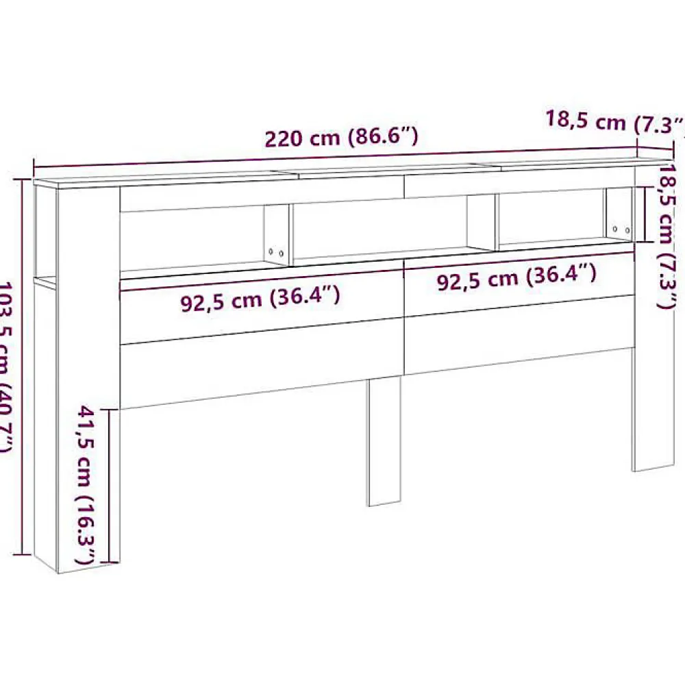 Tête de lit à LED vieux bois 220x18,5x103,5cm bois d'ingénierie>Vidaxl Clearance