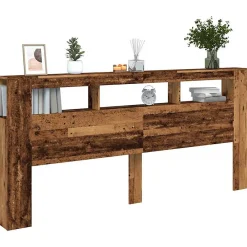 Tête de lit à LED vieux bois 220x18,5x103,5cm bois d'ingénierie><noscript><img width=