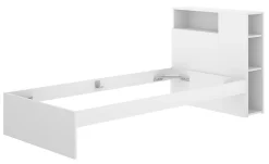 Tête de lit + structure de lit en bois coloris blanc - Longueur 218 x Profondeur 97,50 x Hauteur 95 cm><noscript><img width=