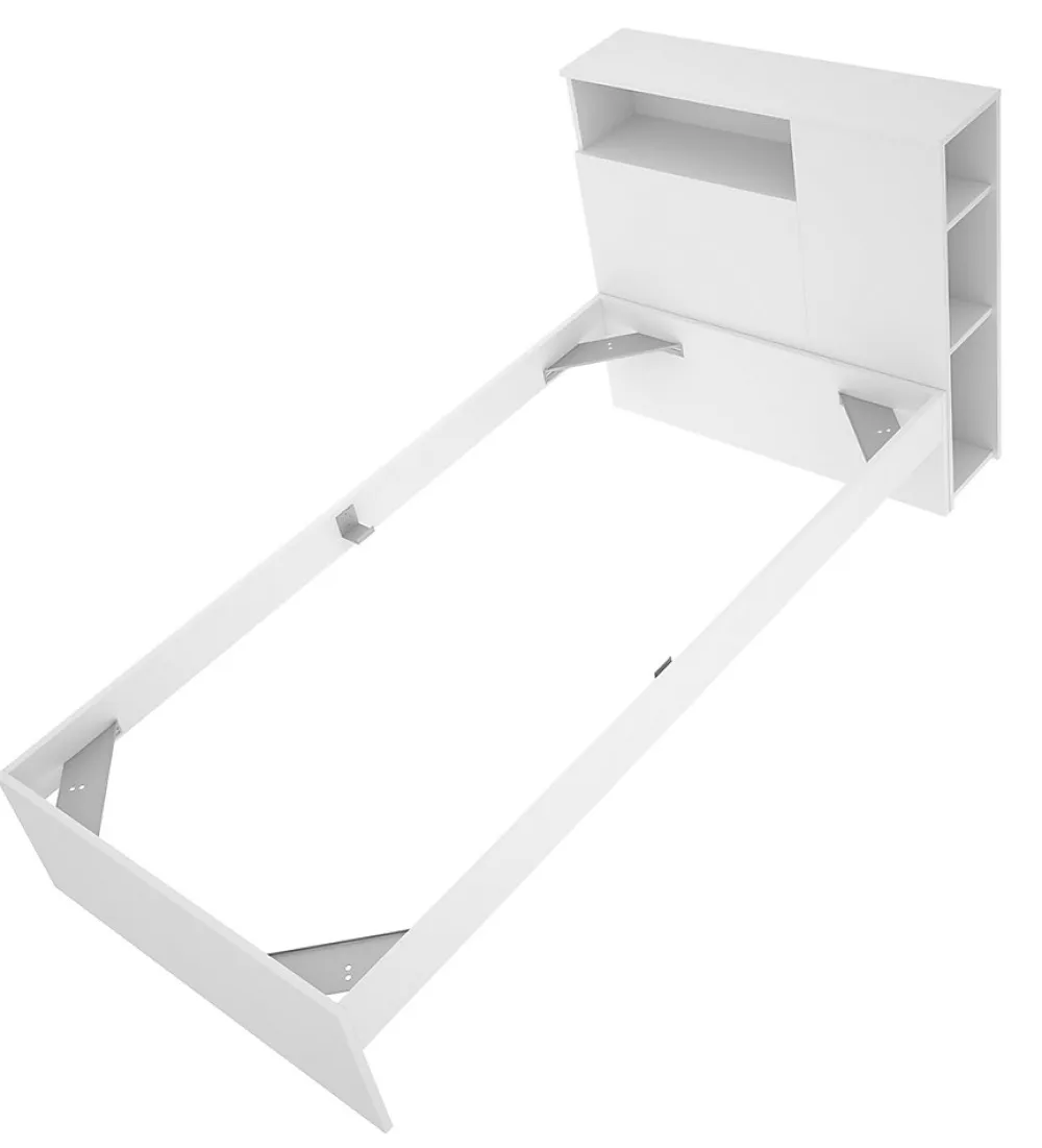 Tête de lit + structure de lit en bois coloris blanc - Longueur 218 x Profondeur 97,50 x Hauteur 95 cm>Pegane New