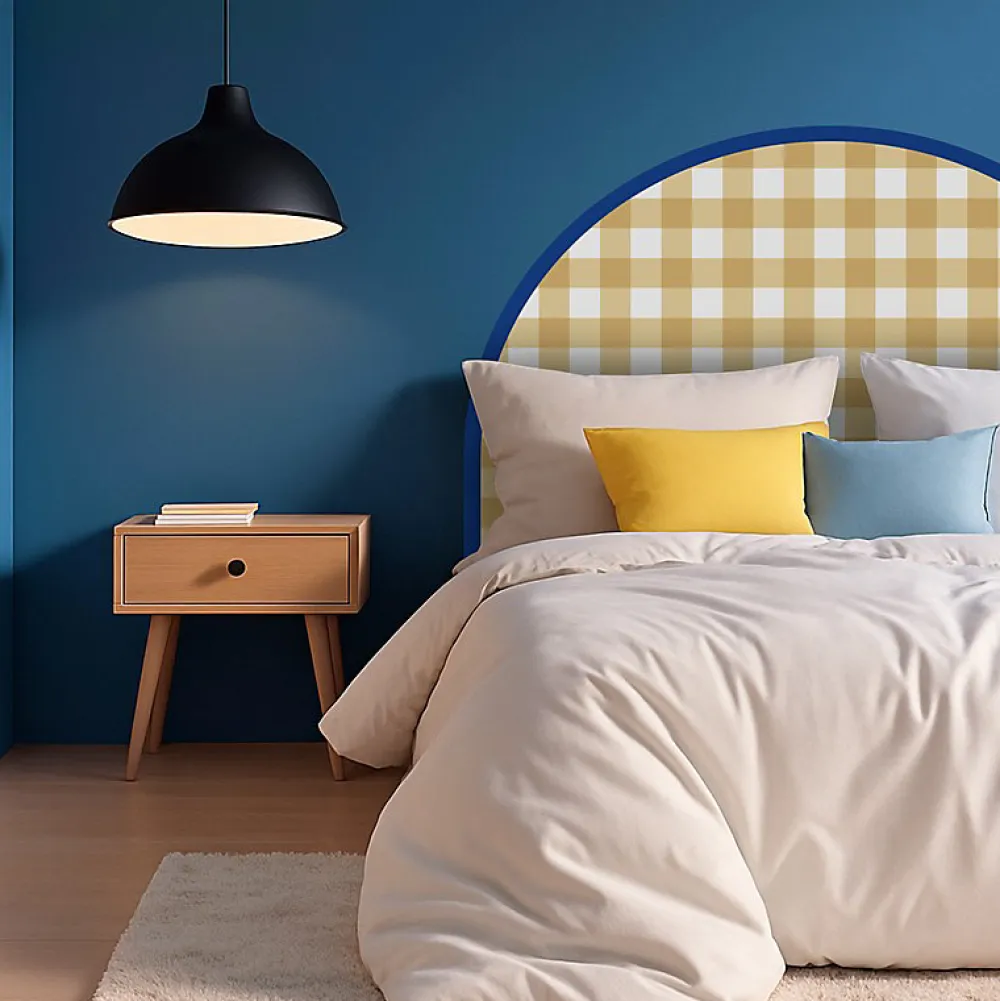 99Deco Tête de lit - Vichy - intissé 225g/m² - pré-encollé - Jaune - 110x160cm* Tête De Lit