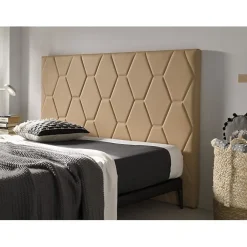 Tête de lit Agata en similicuir camel pour lit 135 154x115x8.><noscript><img width=
