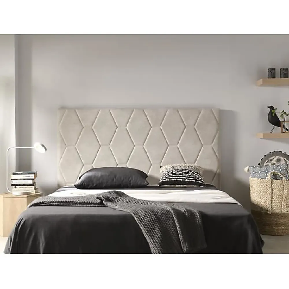 Eccox Tête de lit Agata en tissu gris blanc lit 80 115x115x8.* Tête De Lit