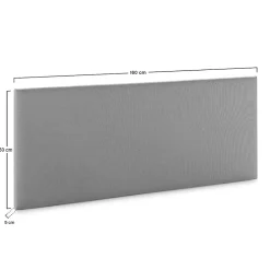 Tête de lit Aura recouverte de tissu Gris Clair 160x60 cm><noscript><img width=