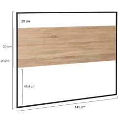 IDMarket Tête de lit avec fixations murales DETROIT 145 cm bois et métal noir design industriel* Tête De Lit