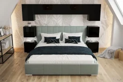 Azura Home Design Tête de lit avec rangement Armoire - pont de lit PANAMA 13/HG/B/2-1C noir/noir brillant 280x182x35cm* Tête De Lit