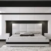 Tête de lit avec rangement Armoire - pont de lit PANAMA 5/HG/W/2-1C blanc/blanc brillant 300x214x35cm>Azura Home Design Clearance