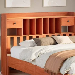 Tête de lit avec rangement cire marron 160cm bois massif de pin>Vidaxl New