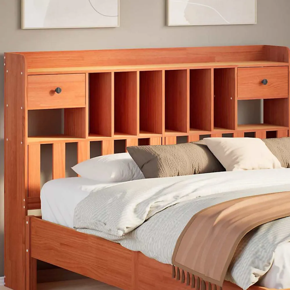Tête de lit avec rangement cire marron 160cm bois massif de pin>Vidaxl New