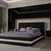 Tête de lit avec rangement Armoire - pont de lit PANAMA 7/HG/B/1-1A noir/noir brillant 323x213x35cm>Azura Home Design