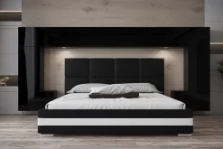 Tête de lit avec rangement Armoire - pont de lit PANAMA 6/21B/HG1-1C noir/noir brillant 300x167x35cm>Azura Home Design Hot