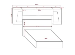 Azura Home Design Tête de lit avec rangement Armoire - pont de lit PANAMA 10/HG/W/1-1A blanc/blanc brillant 282x91x35cm* Tête De Lit