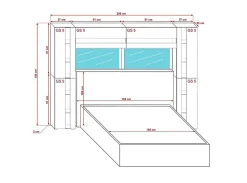 Tête de lit avec rangement Armoire - pont de lit PANAMA 14/M/S/5-1A chêne sonoma 256x184x35cm><noscript><img width=