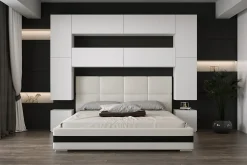 Tête de lit avec rangement Armoire - pont de lit PANAMA 4/M/W/3-1A blanc 256x223x35cm>Azura Home Design Discount