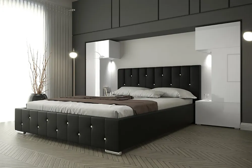 Azura Home Design Tête de lit avec rangement Armoire - pont de lit PANAMA 3/21W/HG2 blanc/blanc brillant 282-322x159x35cm* Tête De Lit