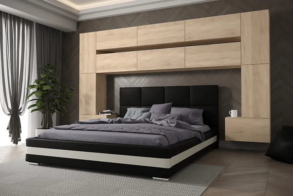 Tête de lit avec rangement Armoire - pont de lit PANAMA 7/M/S/5-1C chêne sonoma 300x213x35cm>Azura Home Design Online