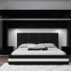 Tête de lit avec rangement Armoire - pont de lit PANAMA 5/HG/B/1-1C noir/noir brillant 300x214x35cm>Azura Home Design New