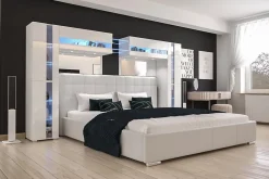 Azura Home Design Tête de lit avec rangement Armoire - pont de lit PANAMA 14/HG/W/2-1C blanc/blanc brillant 290x184x35cm* Tête De Lit