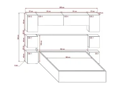 Azura Home Design Tête de lit avec rangement Armoire - pont de lit PANAMA 13/HG/W/1-1A blanc/blanc brillant 256x182x35cm* Tête De Lit