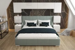Azura Home Design Tête de lit avec rangement Armoire - pont de lit PANAMA 13/HG/W/1-1A blanc/blanc brillant 256x182x35cm* Tête De Lit