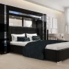 Tête de lit avec rangement Armoire - pont de lit PANAMA 14-HG-B-1-1A noir/noir brillant 256x184x35cm>Azura Home Design New