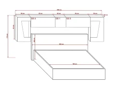 Azura Home Design Tête de lit avec rangement Armoire - pont de lit PANAMA 9HG/W/2-1C blanc/blanc brillant 306x91x35cm* Tête De Lit