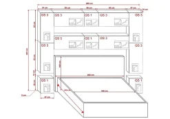 Azura Home Design Tête de lit avec rangement Armoire - pont de lit PANAMA 4/M/W/3-1C blanc 280x223x35cm* Tête De Lit