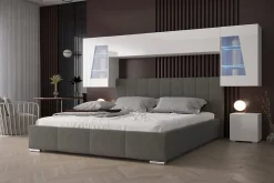 Tête de lit avec rangement Armoire - pont de lit PANAMA 11/HG/W/1-1A blanc/blanc brillant 266x91x35cm>Azura Home Design