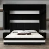 Tête de lit avec rangement Armoire - pont de lit PANAMA 4/HG/B/1-1C noir/noir brillant 280x223x35cm>Azura Home Design Online