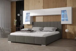 Azura Home Design Tête de lit avec rangement Armoire - pont de lit PANAMA 10HG/W/2-1B blanc/blanc brillant 266x91x35cm* Tête De Lit