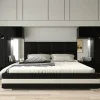 Azura Home Design Tête de lit avec rangement Armoire - pont de lit PANAMA 1/21B/HG1 noir/noir brillant 345-385x159cm* Tête De Lit