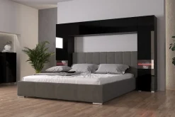 Tête de lit avec rangement Armoire - pont de lit PANAMA 12/HG/B/1-1B noir/noir brillant 240x184x35cm>Azura Home Design Hot