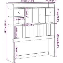 Tête de lit avec rangement 75 cm bois massif de pin><noscript><img width=