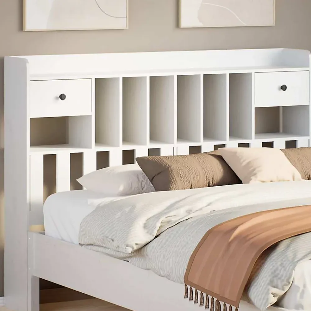 Vidaxl Tête de lit avec rangement blanc 150 cm bois massif de pin* Tête De Lit