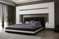 Tête de lit avec rangement Armoire - pont de lit PANAMA 7/M/W/4-1C blanc mat 300x213x35cm>Azura Home Design Online