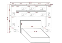Tête de lit avec rangement Armoire - pont de lit PANAMA 7/M/W/4-1C blanc mat 300x213x35cm>Azura Home Design Online