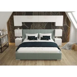 Tête de lit avec rangement Armoire - pont de lit PANAMA 13/HG/W/2-1B blanc/blanc brillant 240x182x35cm><noscript><img width=