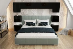 Tête de lit avec rangement Armoire - pont de lit PANAMA 13/HG/B/1-1B noir/noir brillant 240x182x35cm><noscript><img width=