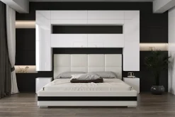 Azura Home Design Tête de lit avec rangement Armoire - pont de lit PANAMA 4/HG/W/2-1C blanc/blanc brillant 280x223x35cm* Tête De Lit