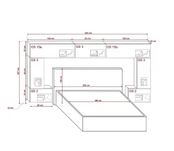 Azura Home Design Tête de lit avec rangement Armoire - pont de lit PANAMA 6/21W/HG2-1A blanc/blanc brillant 323x167x35cm* Tête De Lit