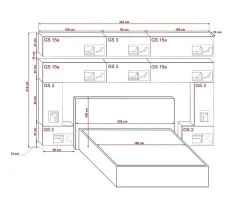 Azura Home Design Tête de lit avec rangement Armoire - pont de lit PANAMA 5/HG/W/2-1A blanc/blanc brillant 323x214x35cm* Tête De Lit