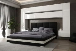 Tête de lit avec rangement Armoire - pont de lit PANAMA 7/HG/W/2-1A blanc/blanc brillant 323x213x35cm>Azura Home Design Outlet