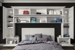 Tête de lit avec rangement Armoire - pont de lit PANAMA 7/HG/W/2-1A blanc/blanc brillant 323x213x35cm>Azura Home Design Outlet