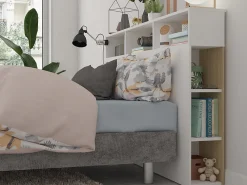Tête de lit avec rangements NASTIA - 160 cm - Blanc et chêne>Vente-unique New